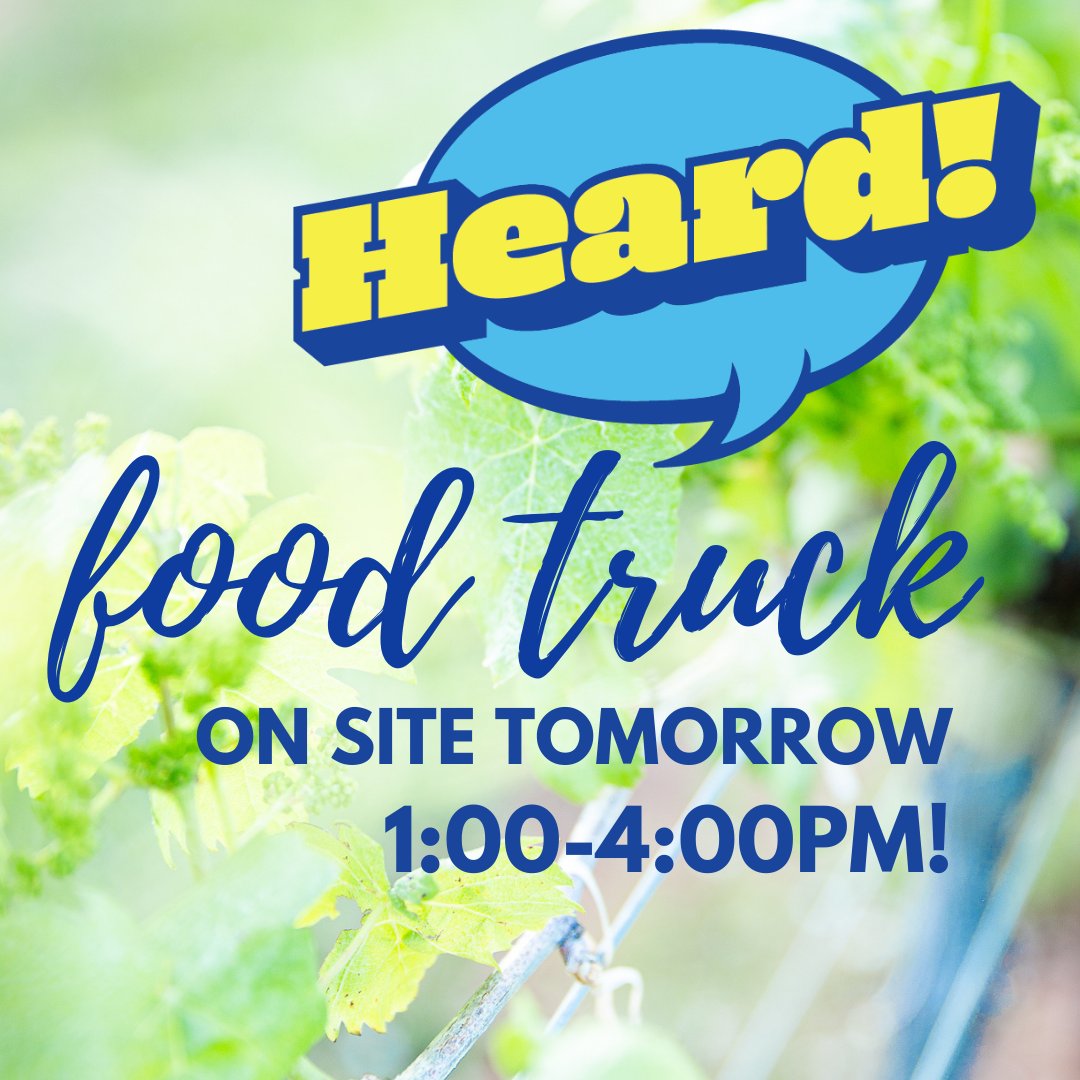 Heard is the new mobile kitchen from Chef Laura Fonner, two-time winner of Guy's #GroceryGames! Chef Laura will prepping from-scratch food at the vineyard from 1-4 p.m. tomorrow. Pro tip: Laura's food tends to sell out quick, so get there early!
#grapesdontgrowinuglyplaces