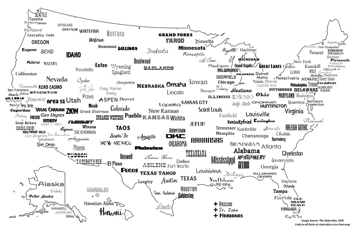 dhmontgomery's tweet photo. Writer @Andy_Murdock tracked down 222 different fonts named after U.S. cities and states: https://t.co/NjGc4z794f https://t.co/tN3Z34vkoD