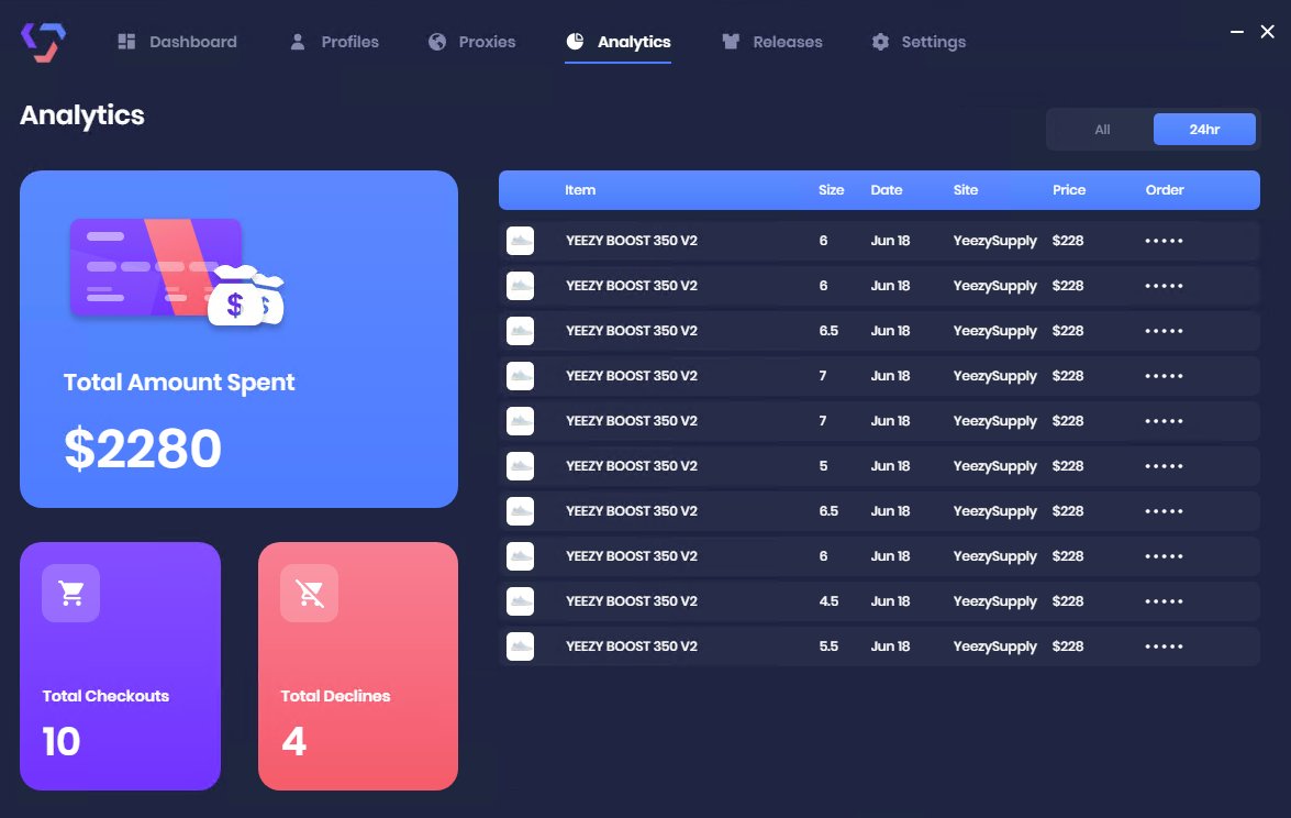 Bots: <a href="/GaneshBot/">GaneshBot</a> <a href="/GaneshCooked/">GaneshCooked</a> <a href="/ValorAIO/">Valor</a> 
72 checkouts of size 4 - 7

Groups: 
<a href="/AMNotifyCN/">AMNotify CN</a>
<a href="/Goodfellas_Club/">Goodfellas</a>
@RichCookNotify
<a href="/SolaceNotify/">SolaceNotify</a>

Proxy: 
<a href="/TheHypeProxies/">HypeProxies</a> 
<a href="/ThreeProxies/">Three Proxies</a> 
@hiveproxies 
<a href="/SpaceProxies/">Space Proxies</a> 
<a href="/WinnerProxies/">Winner proxies</a> 
<a href="/BreadProxy/">BreadProxy</a> 
 
 VCC: 
<a href="/SupBlackhole/">BlackHole VCC</a>