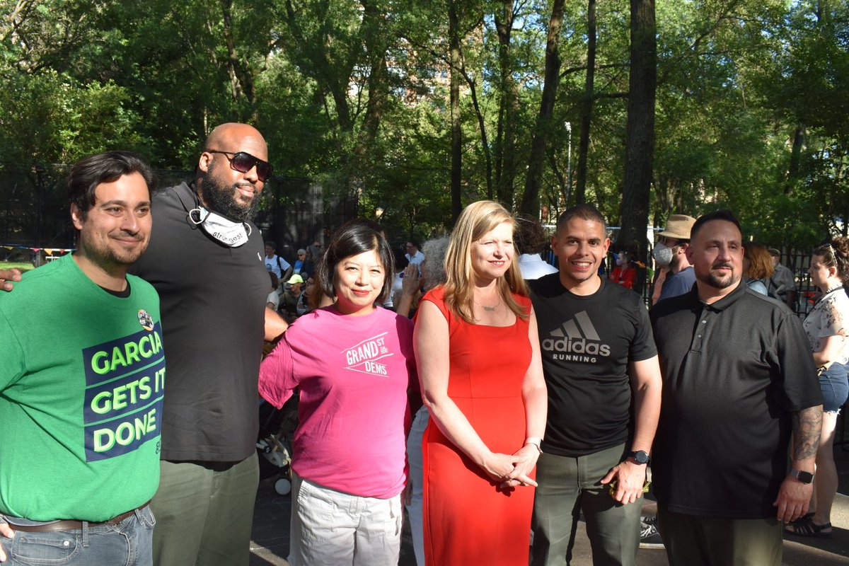 DSNY_Chiefs's tweet photo. USCA members join @KGforNYC at a @GrandStreetDems Rally on the LES. Special thanks to dist leader Caroline Laskow, @jshgdmn and @huangjulie for a great event! Vote Kathryn Garcia for NYC Mayor today! https://t.co/Dwiq7fdgf3