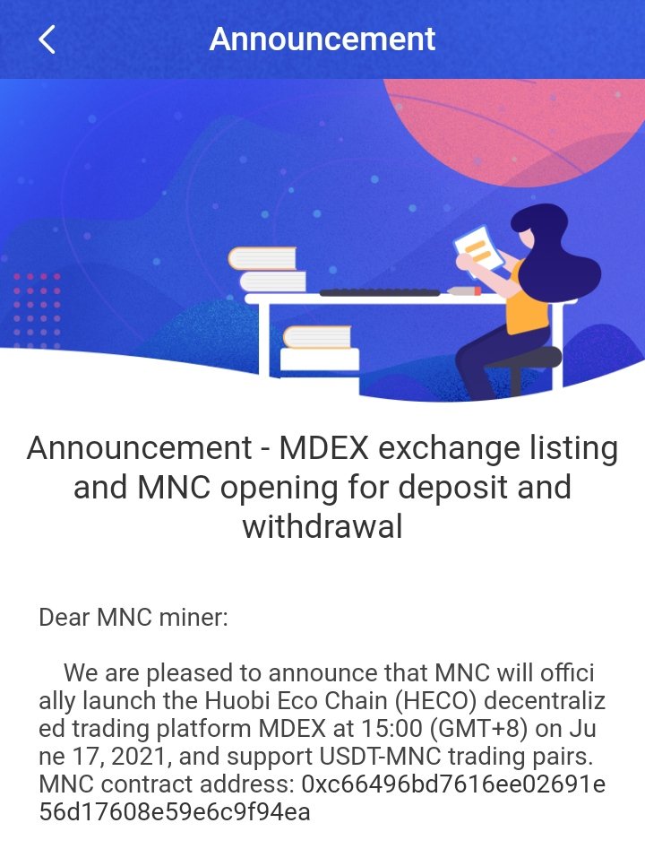 coffee4suzu's tweet photo. Free $MNC can be swapped directly.
This is mining bro, don't miss it.

https://t.co/ISRwH3aZV4

The tokens that you get, can be directly sold on https://t.co/cuuwPEXFJN

$HT $ETH $BSC #Heco #MDEX #Houbi #Mainnet https://t.co/asIlvGNc6l