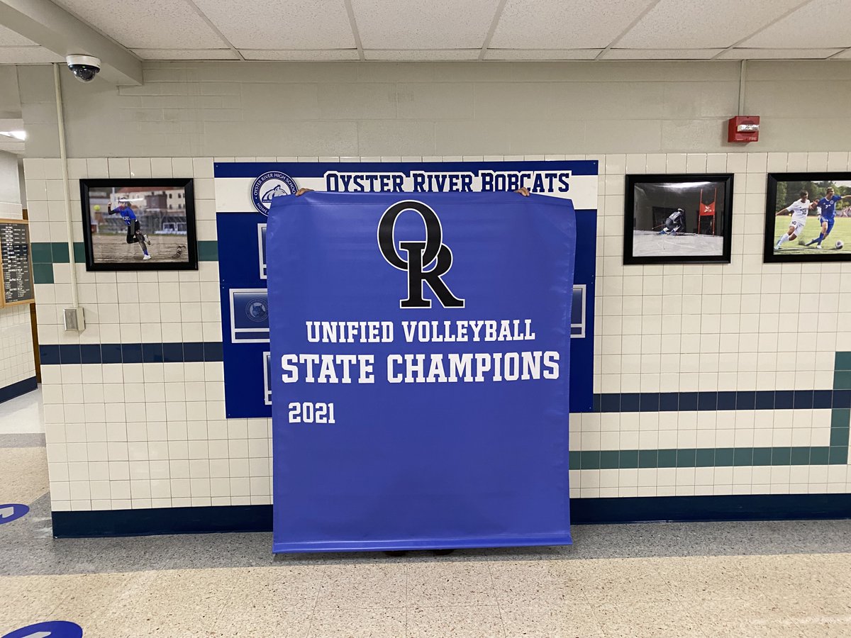 ORBobcats's tweet photo. Two newest banners to hang in our gym!  Congrats Unified Volleyball and Softball!! @OysterRiverHS @JayPinceSMG @nhsportspage https://t.co/4r9pgjCP60