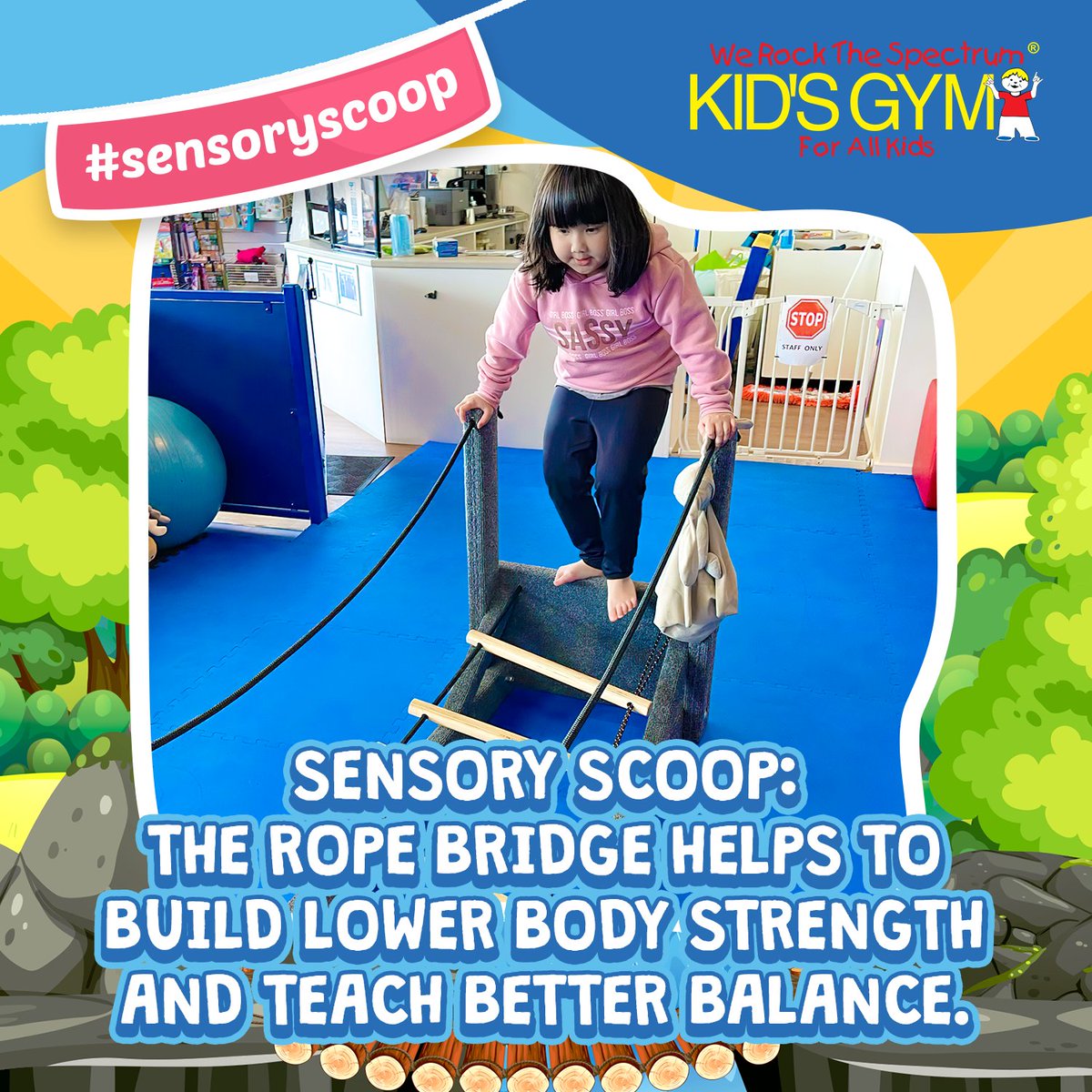 werockhq's tweet photo. The Rope Bridge at each of our We Rock locations allows your kiddos to safely walk across the while working on their vestibular perception! πͺ https://t.co/CngfdxPXhp
#SensoryScoop #RopeBridge #SensoryEquipment #SensoryGym #WhyWeRock #FunThingsToDo https://t.co/fFhAHgSbfk