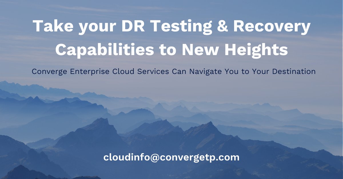 Converge Enterprise Cloud provides navigation vehicles for your DR Testing &amp; Recovery program. With our people, expertise, processes &amp; tools, we will work with you through the creation &amp; evolution of your Testing &amp; Recovery Program. Contact us today! cloudinfo@convergetp.com