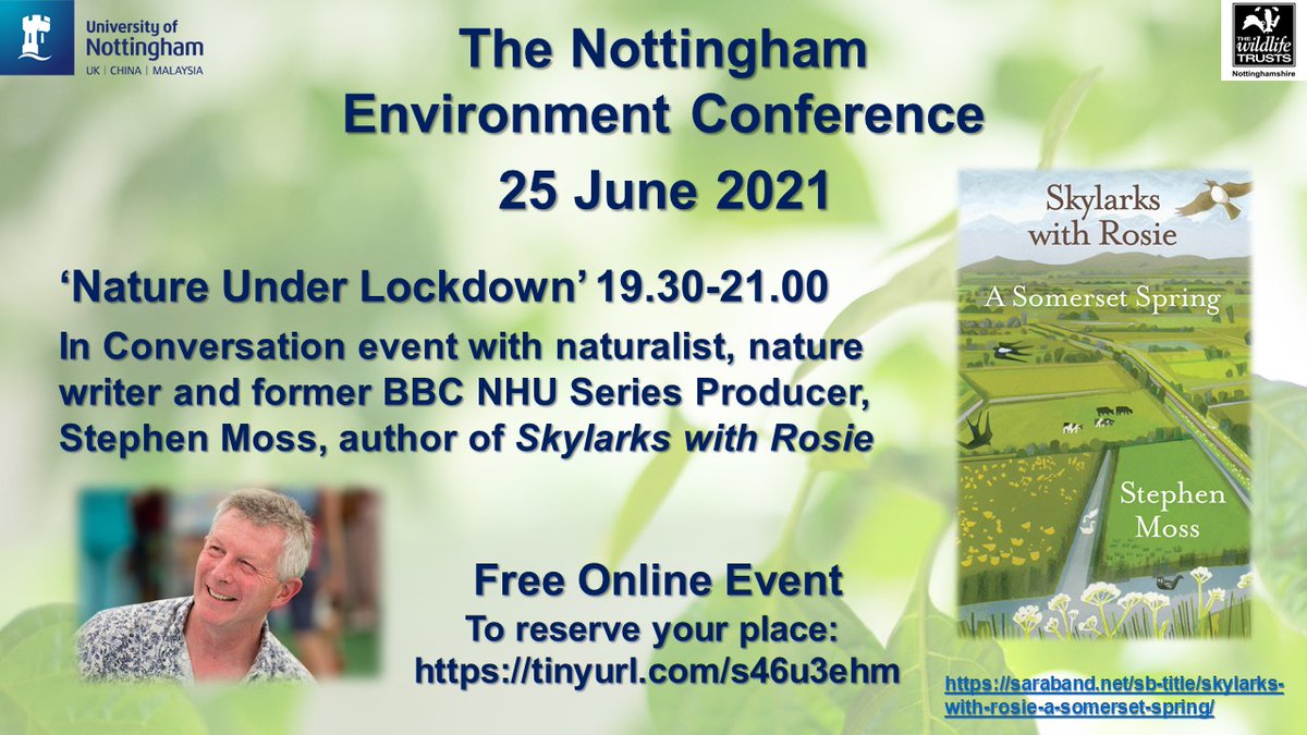 If you're enjoying our panel talks don't forget the fantastic finale - 25th at 7.30pm. Book your FREE place here: tinyurl.com/s46u3ehm and if you want to ask <a href="/StephenMoss_TV/">Stephen Moss</a> a question you can submit them via: BR-LCE-rpa@exmail.nottingham.ac.uk #nature #LockDown #wildlife