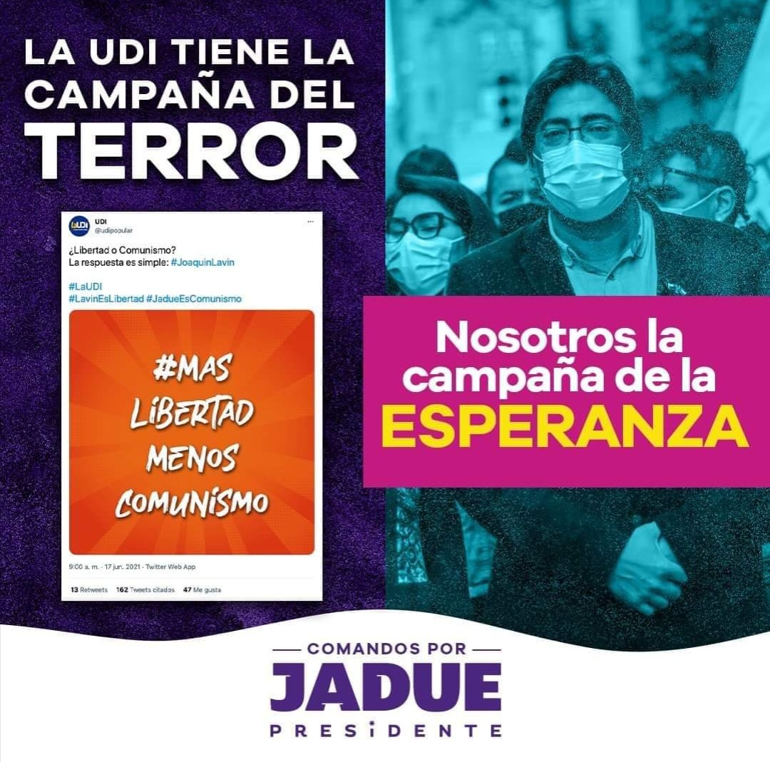 Con sentido del humor y con optimismo,  así apoyamos la candidatura de Daniel Jadue!
La campaña del terror es de la derecha, nosotros apoyamos la alegría, la libertad, la espontaneidad, la vida, la esperanza!!