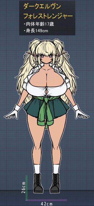 あと各キャラの足元に乳の縦幅と横幅を書いてます。この数値だけでは奥行きも不足してるしおっぱいの大きさを正確に測定することはできませんが、それでもなんとなくの大きさのイメージをするのには十分だと思います。是非ともメジャーなど使ってみて26㎝×42㎝のおっぱいを想像してみてください… 