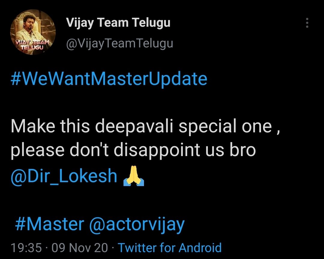 ThaniOruvanoffl's tweet photo. * 1 month without update *
Anils: " #WeWantMasterUpdate " 
#Valimai https://t.co/FuHtnFt26h