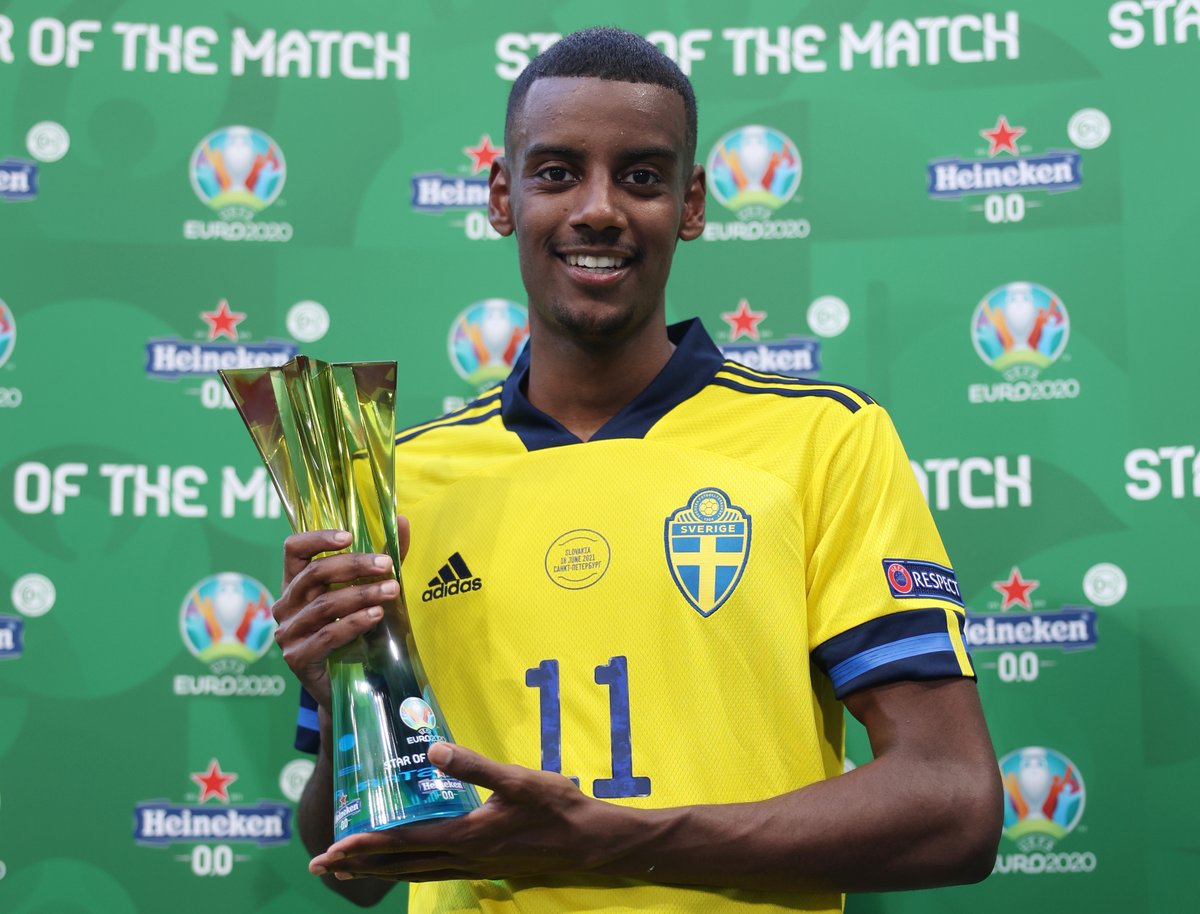 UEFAEURO's tweet photo. Certified baller ✅ 

Alexander Isak = Star of the Match after another majestic display 🥇

🤔 Did you predict that? 

@Heineken | #EUROSOTM | #EURO2020 https://t.co/TtB2ash5fH