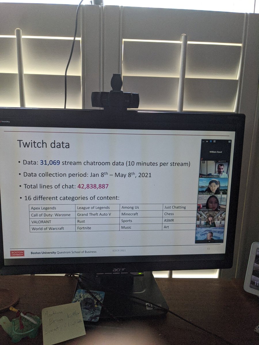 billrand's tweet photo. Alice Jang presenting on how chatroom size affects social interaction on Twitch.
#scecr https://t.co/2jMO1fBp8T