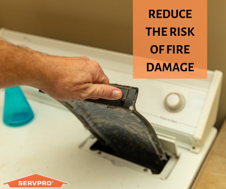 Reduce the risk of fire damage by removing lint buildup from your dryer and vent. #firedamage #fire #servpro 
bit.ly/2XonHpW