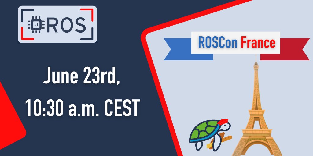 EProsima's tweet photo. 📅 Join us at #ROSconFR 2021!!!
Learn more about #microROS and its latest updates with our talk “bringing #ROS2 to microcontrollers”.
The event is online and free!
Save the date for June 23rd at 10:30am CEST!
More info at: https://t.co/E9DXxizRdR
#ROS #goROS https://t.co/KY2McGh9BK