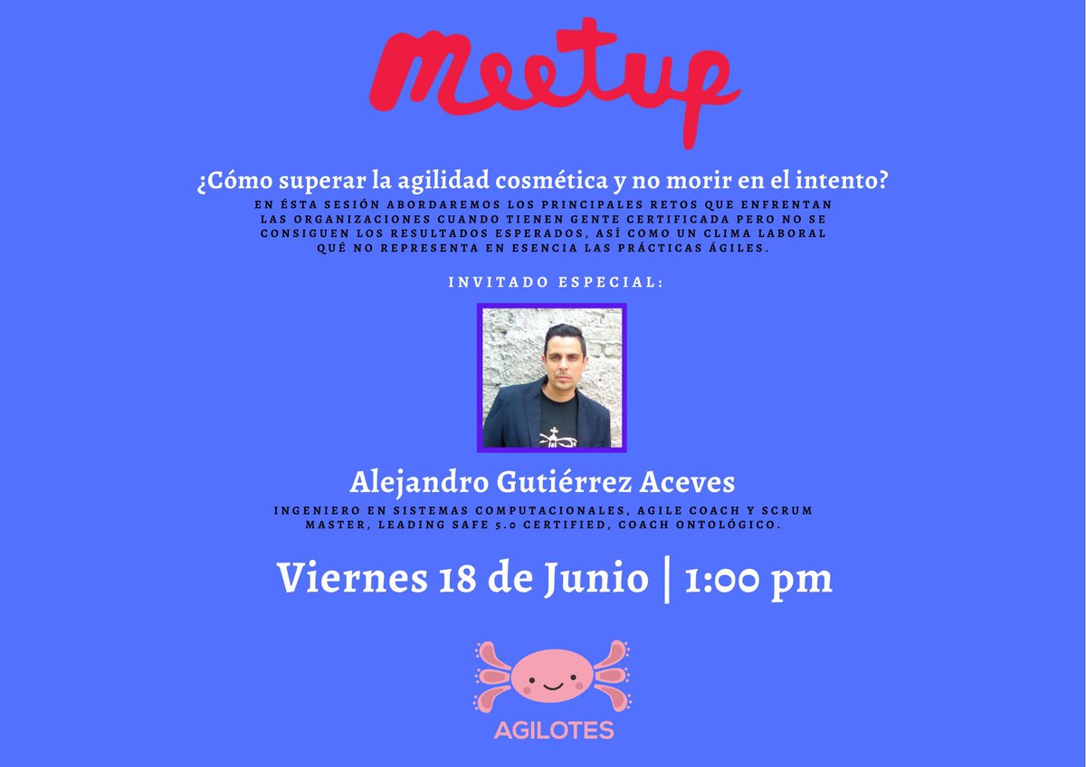 deadilote's tweet photo. ¡Es hoy, es hoy!
#meetup #agilotes
Los esperamos en punto de las 13:00 p.m
https://t.co/ReSkL1kkdZ https://t.co/wDM9O6sjFF