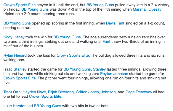 16u/17u Summer Classic - Crown Sports Elite Drops Game To BB Young Guns After Late Score - Luke Harston (Bowling Green HS) 2-3 1BB 1RBI 2RS