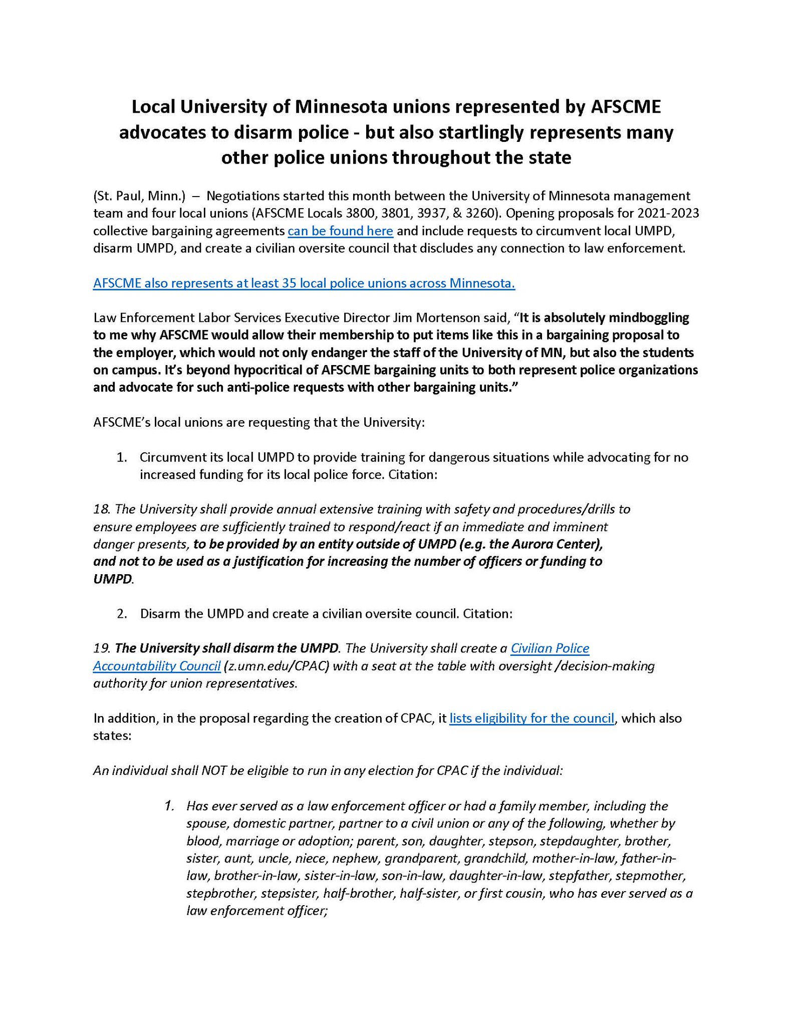 Law Enforcement Labor Services, Inc. on Twitter "Local University of Minnesota unions