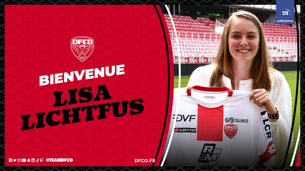 DFCO_Officiel's tweet photo. 🖊️#D1Arkema / OFFICIEL : Lisa #Lichtfus, nouvelle gardienne du @DFCO_Officiel !
La jeune internationale belge (21 ans), qui évoluait au @Standard_RSCL, a signé un contrat de 2 ans !
Communiqué ➡️ https://t.co/UhhjzxH8ym
#BienvenueLisa 🔴 https://t.co/YfyJDaiVzZ