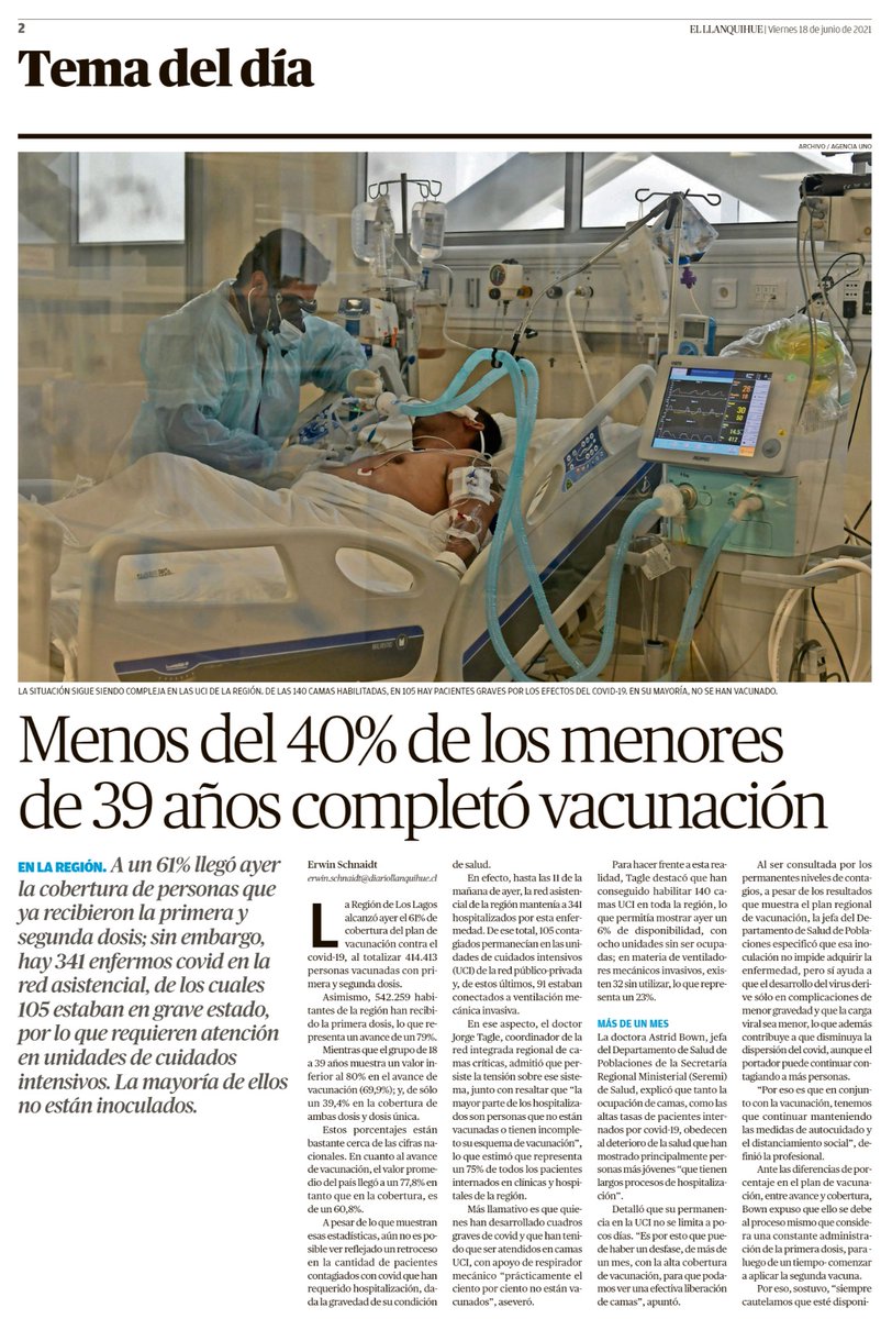 ColmedPtoMontt's tweet photo. [Prensa] 👉Menos del 40% de los menores de 39 años completó vacunación.
Presidente #ColegioMédico #PuertoMontt, Dr. Carlos Becerra, entrega su visión acerca del escenario epidemiológico regional. https://t.co/rLeTxGimb8