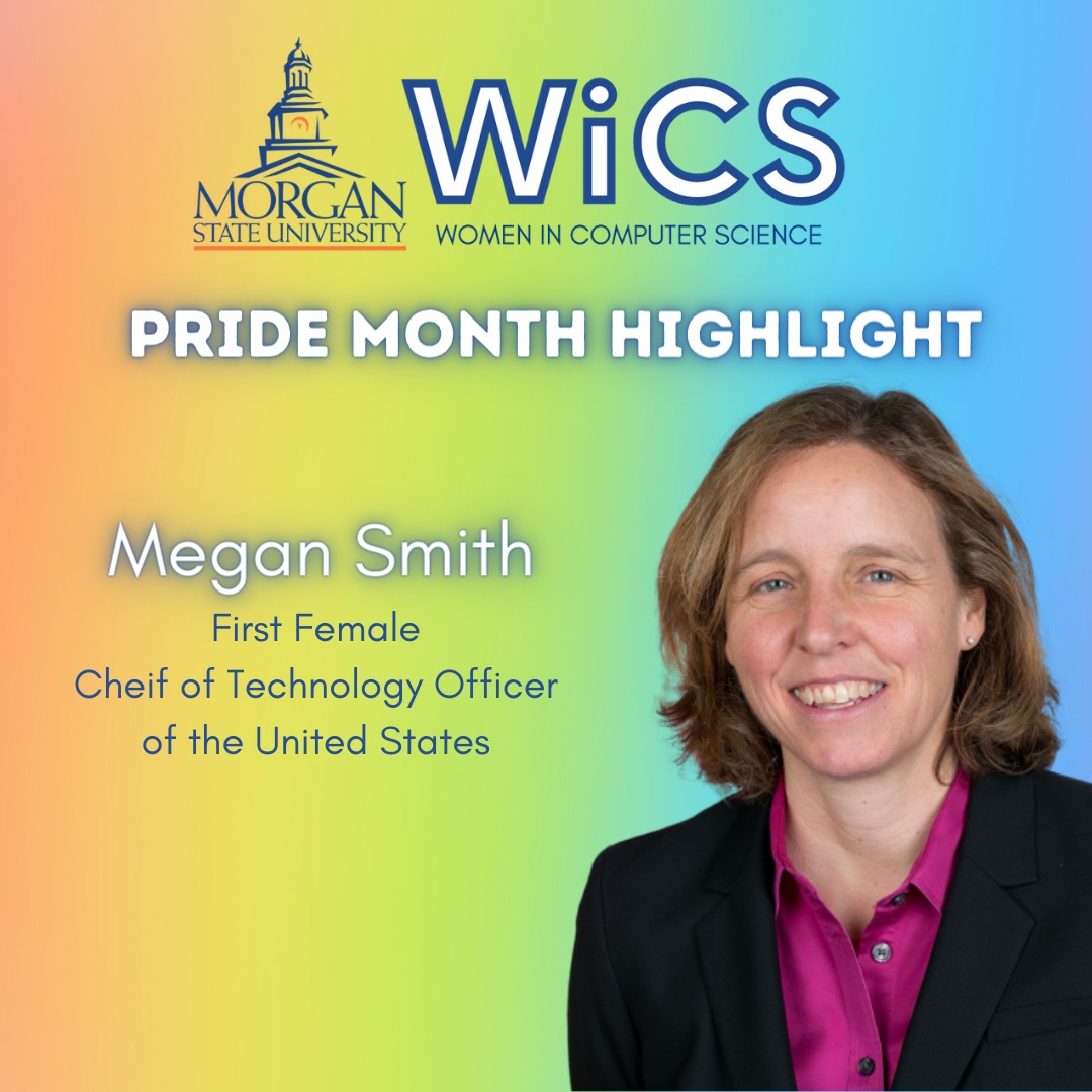 MorganStateWiCS's tweet image. For this week’s Pride Month Spotlight we are highlighting Megan Smith, the first female Chief Technology Officer of the United States. Smith was appointed in 2014 under Obama as the first-ever female US CTO!#lgbtqia #lgbtintech #pride #womenintech #womeninstem #lgbtqhistory #tech