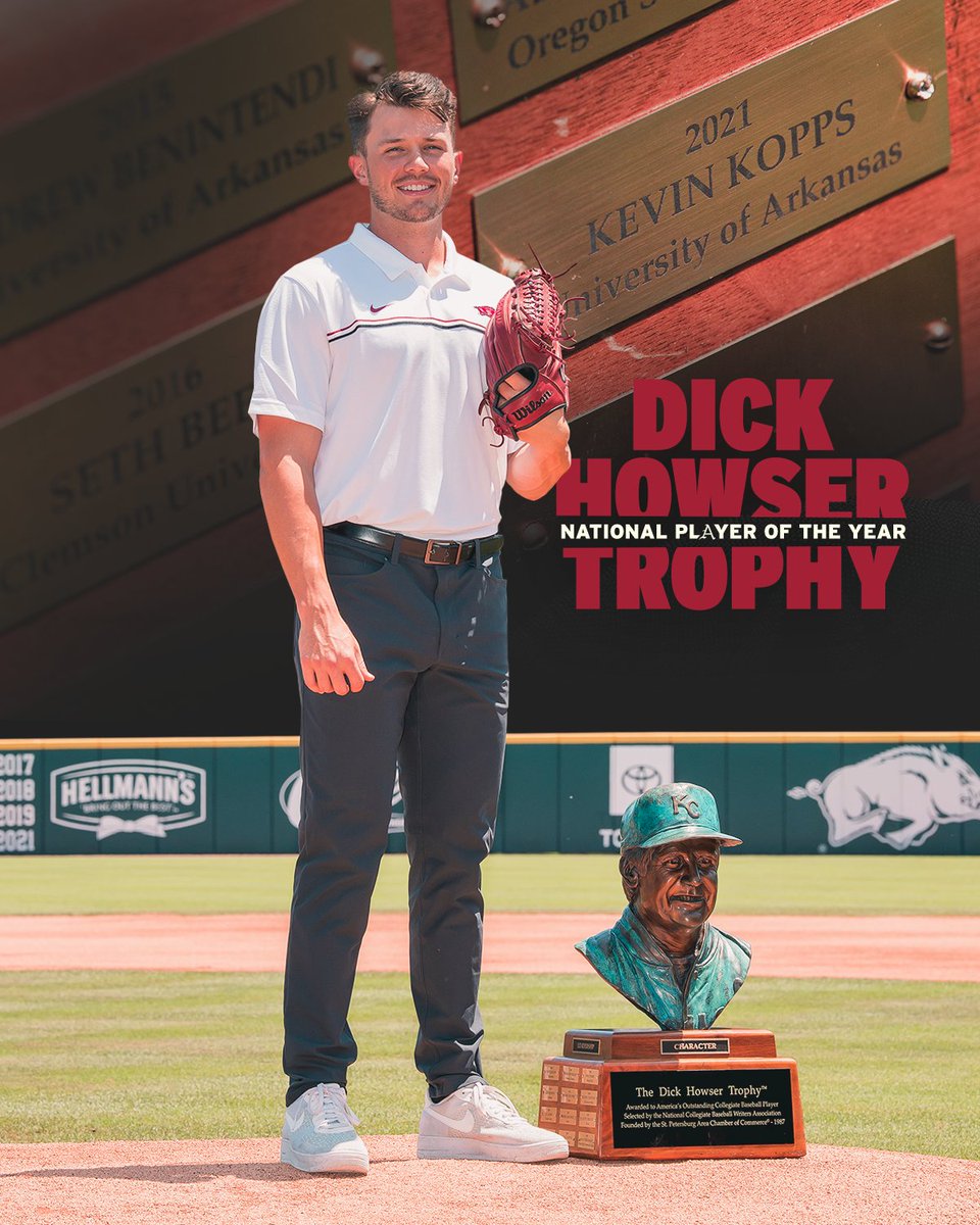 Arkansas Baseball (@razorbackbsb) on Twitter photo Beyond legendary.
<a href="/KevinKopps/">Kevin Kopps</a> has won the 2021 Dick Howser Trophy -- the Heisman Trophy of college baseball. Beyond legendary.
<a href="/KevinKopps/">Kevin Kopps</a> has won the 2021 Dick Howser Trophy -- the Heisman Trophy of college baseball.