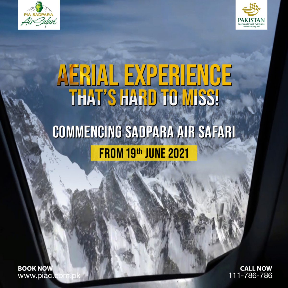 Official_PIA's tweet photo. It's happening tomorrow! Launching Sadpara Air Safari from 19th June, 2021. Join us to fly over dreamy views for 1 hour straight!
#PIA #FlyPIA #GreatPeopleToFlyWith https://t.co/hvgnpHQd1m