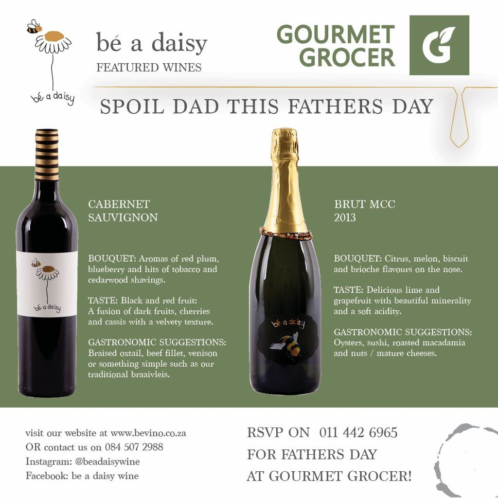 Pop over for Father's Day and fill up on a delicious lunch paired with a beautifully crafted wine and pick up some extra delicious goodies for home. What a great way to spend the day.

Seating is limited, book now: 011 442 6965

#TheGourmetGrocerSA #FathersDay #SpoilDad