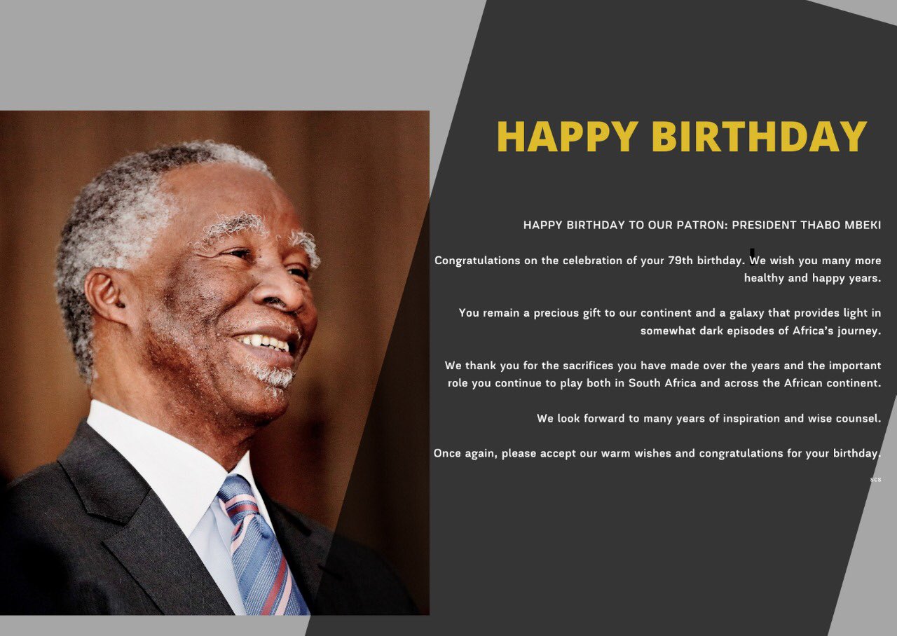 Happy Birthday to the Patron of the Thabo Mbeki Foundation 