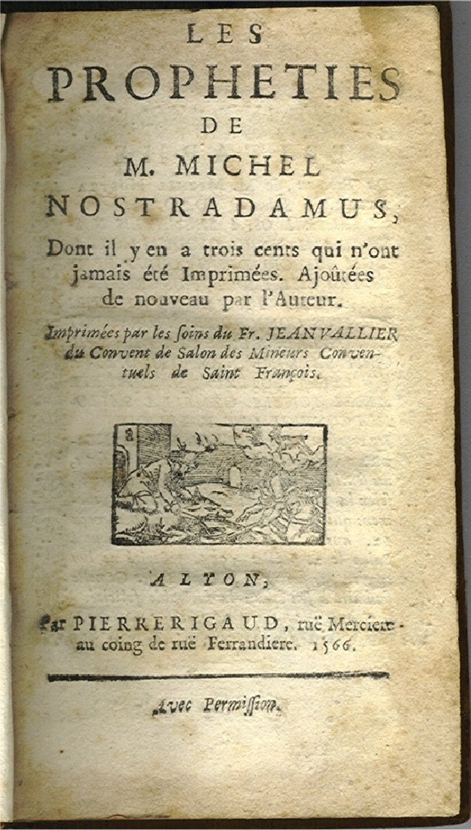 adonipub's tweet photo. A Historic NFT of a 1566 Book the 1st Edition of the Prophecies of Nostradamus

A full color facsimile and two other books are included in this historic NFT of the 1st Edition of one of the most famous books in history

Academic Libraries Must Have

https://t.co/VjcL78eykR https://t.co/La0W2miFtz