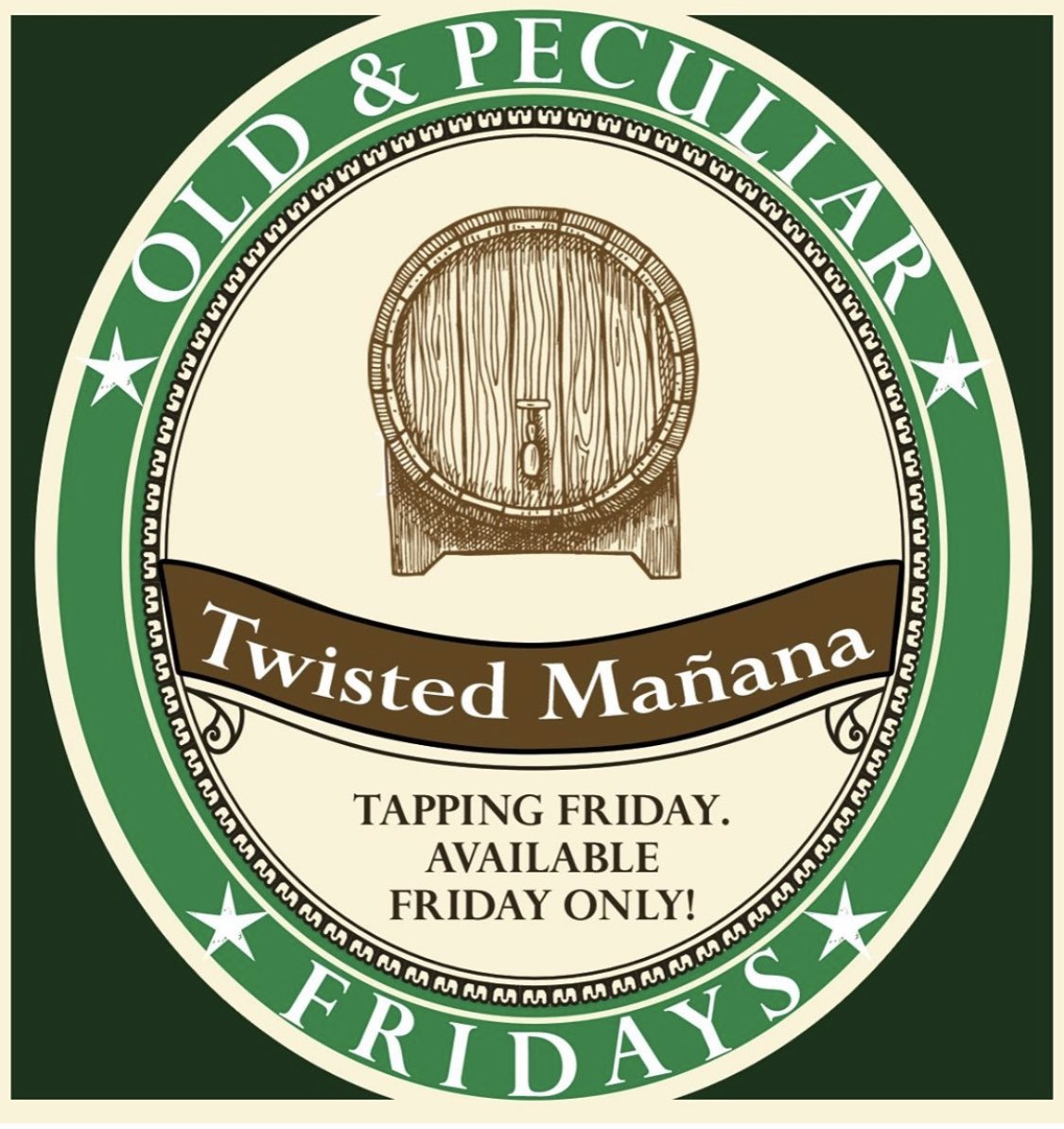 SBBrewyard's tweet photo. AVAIL TODAY ONLY! 
Researching some different techniques to get even more aroma for you hop heads out there.⁠
TODAY’s #OldandPeculiar cask: Twisted Mañana. Tapping at 2pm.  Ask your server for a sample!⁠
#BuiltToBrew #NMcraftbeer #FirkinFriday #RealAle #caskconditioned #firkin https://t.co/rjDFT7Rags