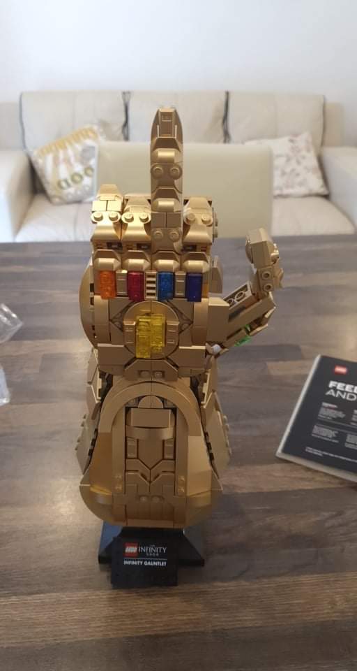 the best way to pose a new lego infinity gauntlet 😂😂
