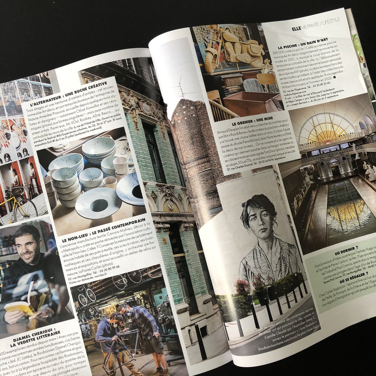 IloveRBX's tweet photo. 😎🔎La fibre artistique de #roubaix à l’honneur dans le @ELLEfrance national cette semaine ! 
Un beau papier signé @solinedelos que l’équipe #iloverbx a eu le plaisir d’accompagner à la découverte de la ville... #iloveroubaix #helloroubaix #hellolille https://t.co/bfb0FB1USp