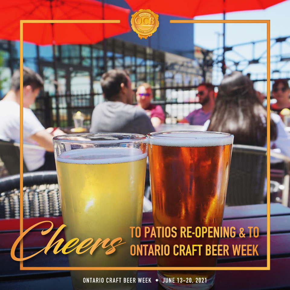 OntCraftBrewers's tweet photo. The return of patios is just in time for Ontario #CraftBeerWeek! This is a huge win for #CraftBeer lovers & will help brewers recover faster and stronger. Thanks @fordnation @PBethlenfalvy @douglasdowney @PrabSarkaria! #SupportLocalSupportCraftBeer. https://t.co/83Ck5dQlo9