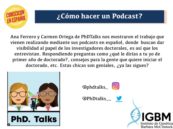 igbmgenetica's tweet photo. TE CONTAMOS NUESTRA EXPERIENCIA EN LA COMSCICON EN ESPAÑOL
#ComSciConEsp  (9/10) @PhDtalks___ https://t.co/EYvp2S6kKA