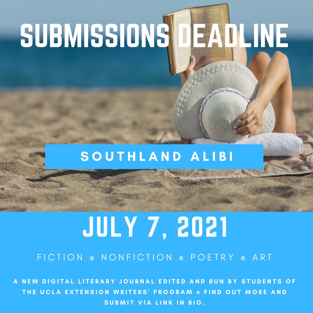 Southland Alibi (@alibisouthland) on Twitter photo Poetry, art, fiction, nonfiction... What's your passion? Submit to Southland Alibi, the literary journal of the <a href="/WritersProgram/">Writers' Program</a>, by July 7. Our first publication cycle is underway! writersprogram.submittable.com/submit
#callsforsubmission #creator Poetry, art, fiction, nonfiction... What's your passion? Submit to Southland Alibi, the literary journal of the <a href="/WritersProgram/">Writers' Program</a>, by July 7. Our first publication cycle is underway! writersprogram.submittable.com/submit
#callsforsubmission #creator