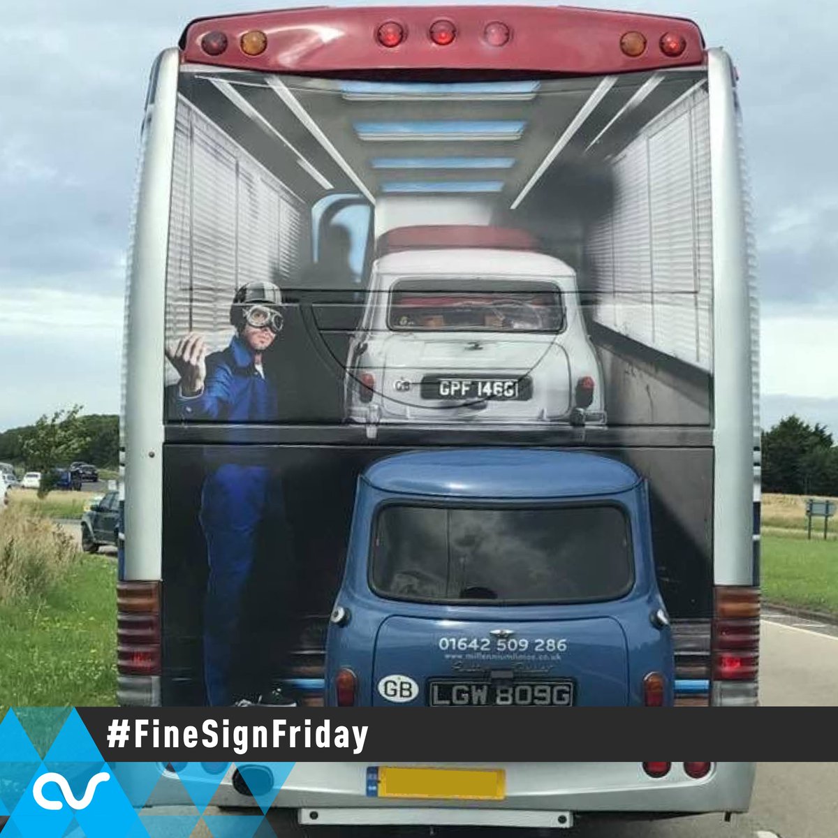 ArSigns's tweet photo. Today's #FineSignFriday is courtesy of our friends at @Alltruckplc who spotted a fine example of some creative #vehiclegraphics this week - we especially love the use of the 3D #minicooper rear end.
-
-
-
-
#vehiclegraphics #busgraphics #fleetgraphics #nottingham #Oakham https://t.co/8nYHC29vBf