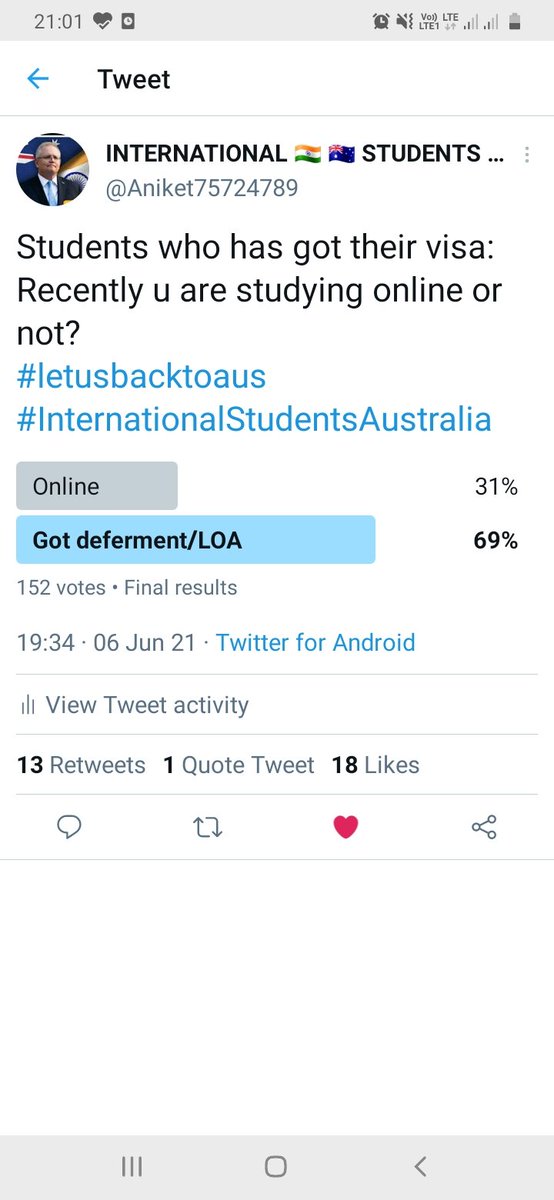 Aniket75724789's tweet photo. We need 0% for Online studies.
❌Online still 31% ( students who are thinking border will reopen soon )
✅Deferment 69% ( students who are awarded with scolollipops )
Everything in your hands defer your study create pressure on universities result will be amazing.
#LetUsBackToAus https://t.co/ZGttLPP2AA