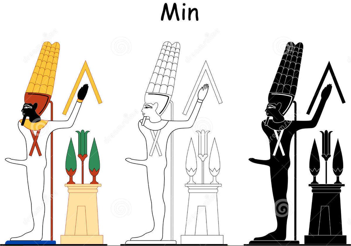 antinousgaygod's tweet photo. 18 June is the #Egyptian feast of the #GoingForth of #Min, #ithyphallic #deity of #virility, tunneling, #goldmining and #caravan trade routes. #Antinous undoubtedly gazed in amazed wonderment at these #phallic images on his fateful tour of #Egypt in 130 AD, as indeed do we today. https://t.co/Oxq21OL7d6