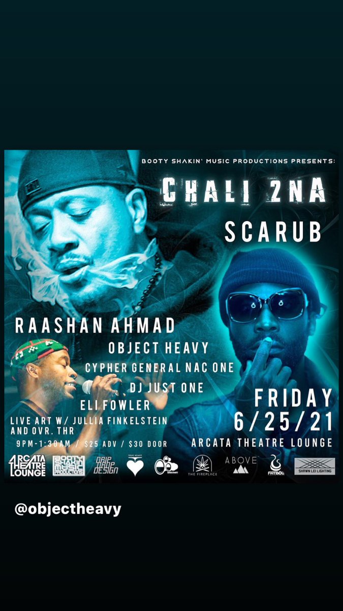 Chali2na's tweet photo. This ones gonna be a blast!!
#ObjectHeavy
#RaashanAmad
#Scarub
#NacOne
#EliFowler
#Chali2na
#HumboltHipHop https://t.co/Tm3yAppzj3
