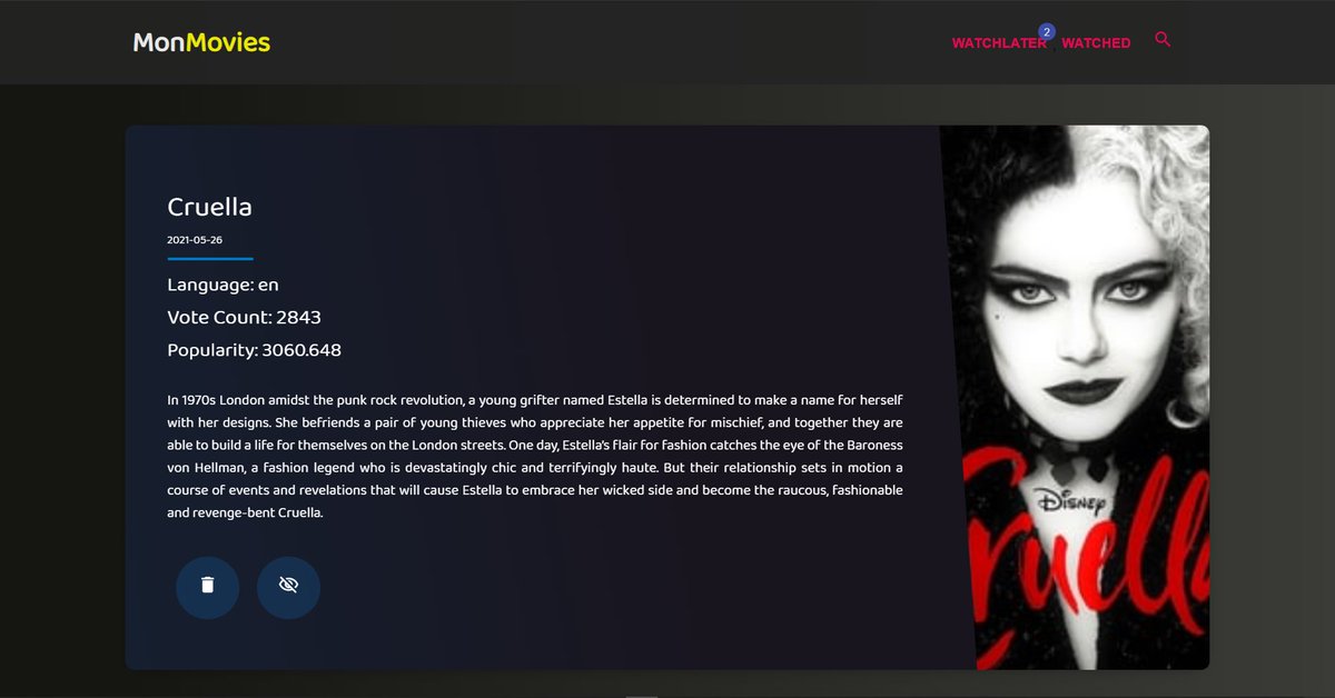 creativechaos_8's tweet photo. Today I updated my previous project MonMovies - A movie watchlist website. Added few more features. Check out the website on https://t.co/brP259Cv1G
LinkedIn - https://t.co/pKdFp4UbNm

#FrontEndDevelopment #webdesign #webdeveloper #CodeNewbie #webdevelopment #React #Redux #nodejs https://t.co/XOQ5zJrhdB