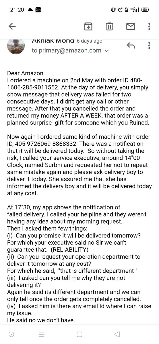 JerryKhan19's tweet photo. @Flipkart look at the service of your competitor. Please don't learn from @amazon https://t.co/xhx3XI6Brn