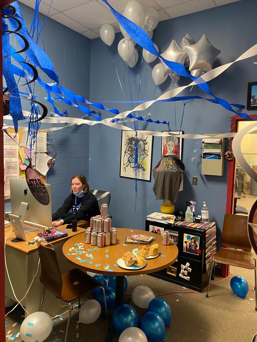 Admins surprised our head of school this morning with a little office decor. Thank you for leading us through a challenging, but successful year, Ms. Clark! #BAAPride