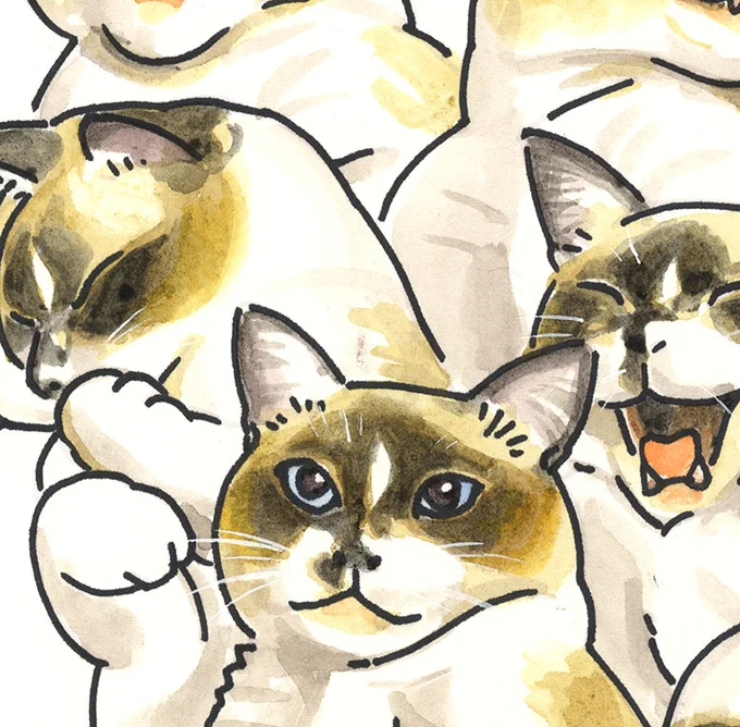 ネコ集会展、今日より開催です。私もネコ絵3点で参加してますのでよろしくお願いいたします。https://t.co/ppSbd1ZTwS 
