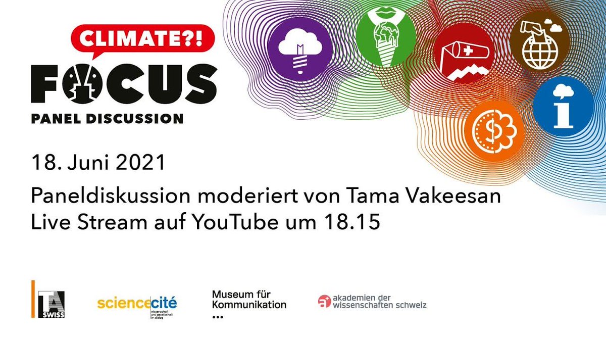 taswiss's tweet photo. In einer Viertelstunde geht es los: Die Paneldiskussion #FocusClimate Live aus dem @mfk_bern.
Zum Stream: https://t.co/jaBBvz0Twi
@ScienceEtCite @academies_ch https://t.co/YnDlzZJA6L