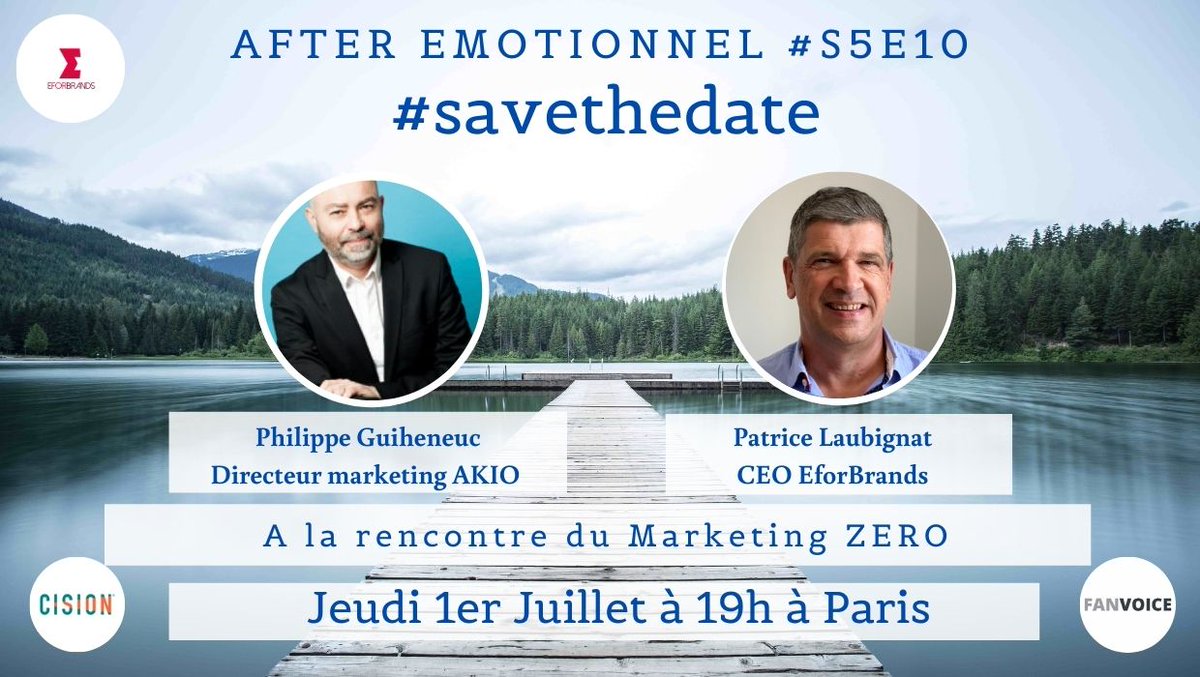 [#Officiel] Le club du marketing émotionnel invite ses membres et sympathisants le 1er Juillet pour le dernier épisode de cette saison 5 
Une soirée spéciale Marketing ZERO en présence des auteurs et dans un lieu privatisé... #enjoy

Réservez la date dans votre agenda - rdv 19h