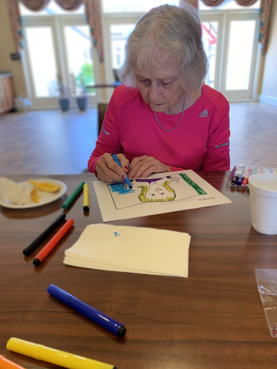 springhills's tweet photo. Earlier this week was Flag Day! Residents at Fredericksburg created flags that represent them. Helen created a picture of herself and her favorite colors, while Louise drew a tree because she loves to garden!
#FlagDay #springhills https://t.co/kwS3sK1Hqg