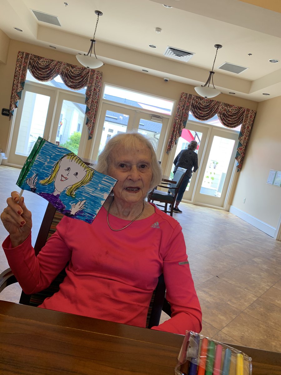springhills's tweet photo. Earlier this week was Flag Day! Residents at Fredericksburg created flags that represent them. Helen created a picture of herself and her favorite colors, while Louise drew a tree because she loves to garden!
#FlagDay #springhills https://t.co/kwS3sK1Hqg