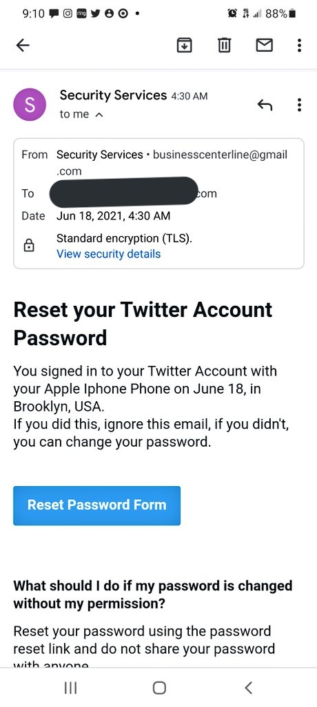 ThisIsMelSantos's tweet photo. Since when does Twitter use a Gmail account?🤷♀️
#hackingattempt https://t.co/etpa6KIMtV