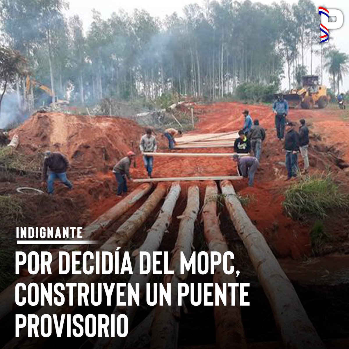 🗣️Pobladores y colonos menonitas de la zona de Tacuatí, construyeron un puente provisorio tras la caída del puente de hormigón. La cosecha de maíz a punto de comenzar y ese camino utilizan para movilizar a las maquinarias.