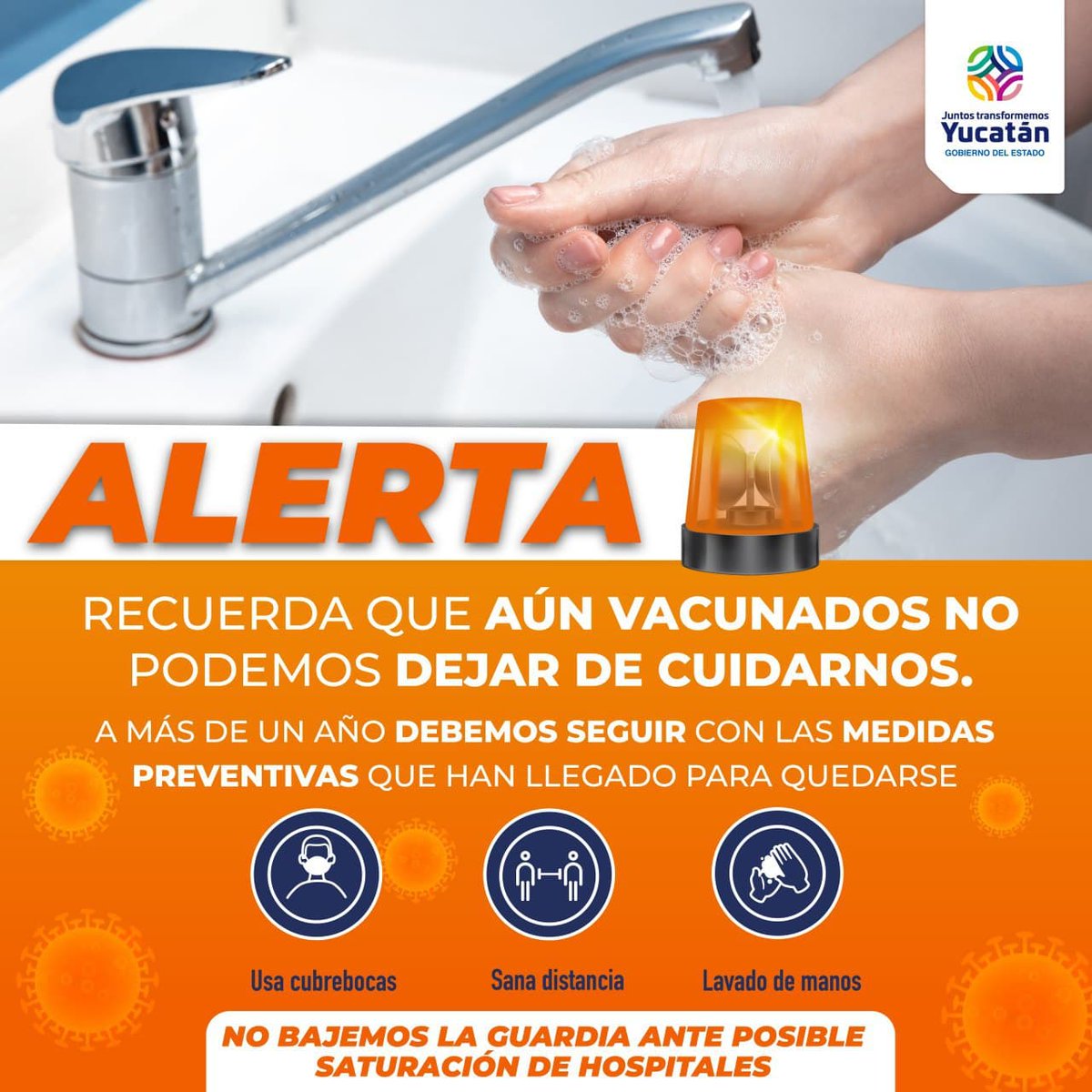 procivy's tweet photo. #ALERTA

Recuerda que toda la población, incluso la vacunada, debe seguir con las #MedidasPreventivas como el lavado frecuente de manos, el uso obligatorio del cubrebocas y la sana distancia. No bajemos la guardia ante posible saturación de hospitales. https://t.co/o4AbkKFx8n