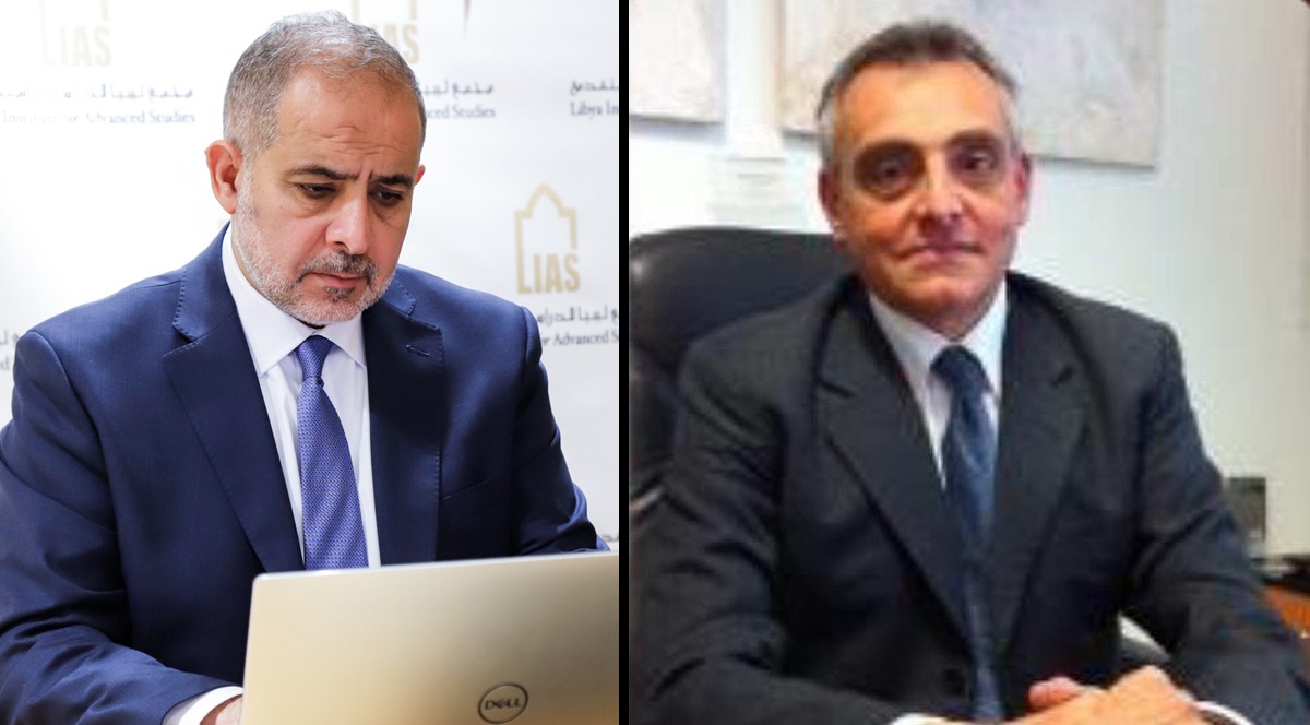 ihyalibya2030's tweet photo. #Aref_Nayed held a virtual meeting from #Benghazi today with #Italy's Ambassador to Libya, Giuseppe #Buccino, and discussed preparations for the #Berlin_II Conference, and the #direct_Presidential and Parliamentary #Elections of #24_December 2021. #Libya https://t.co/j3GdvVutfq
