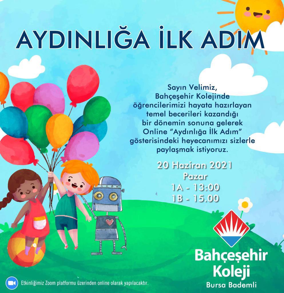 1.sınıf öğrencilerimizin “Dijital Dönüşüm ve Yaşam” temalı Aydınlığa İlk Adım gösterisine velilerimizin katılımını bekliyoruz. ❤️💙